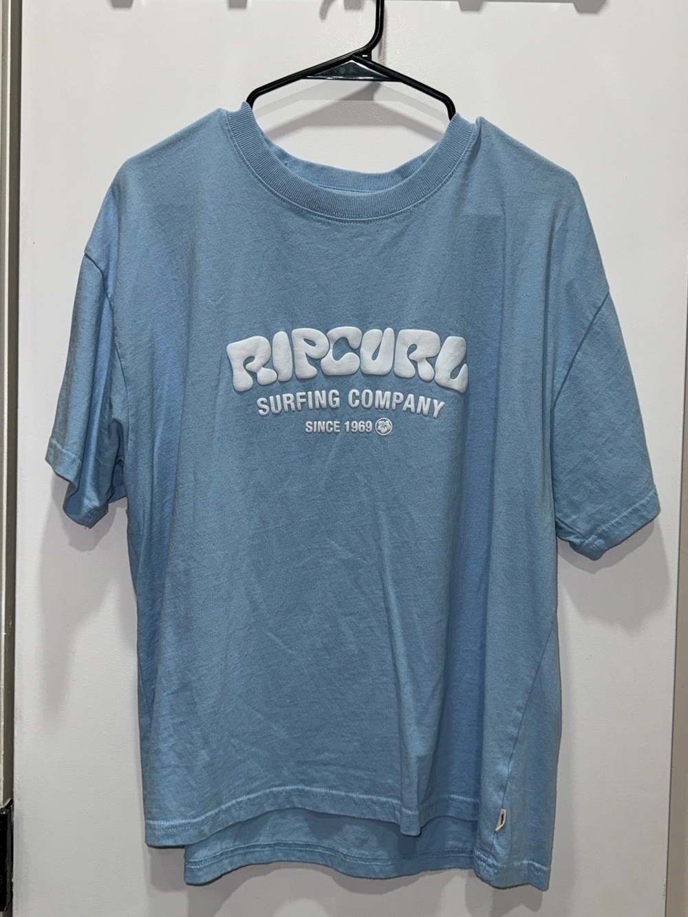 Rip Curl Light Blue Women’s Tee with Bubble Letters, XL